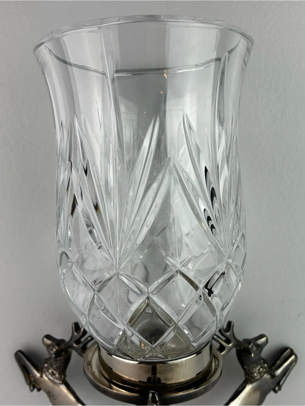 Godinger Vintage 1980’s Silver Plated Reindeer Hurricane Candleholder